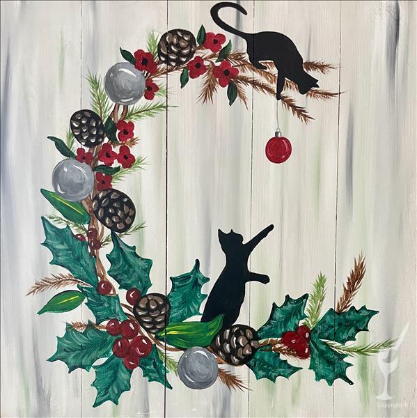 Cat Holiday Painting